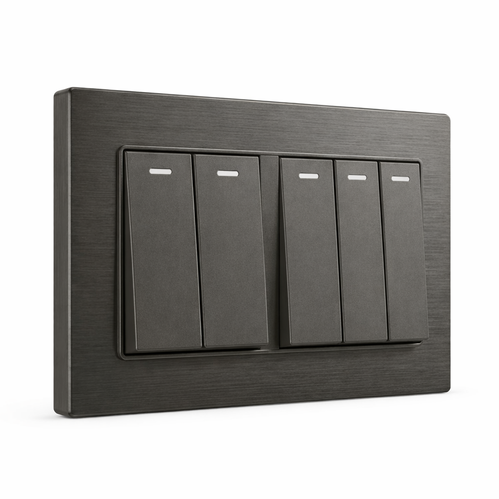 Premium 5 Gang Switch - Grey Steel