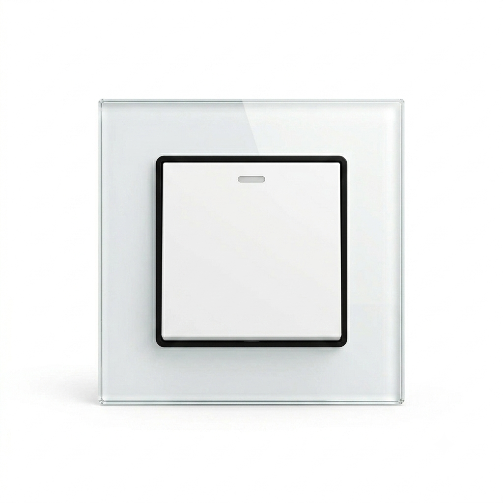 Premium 1 Gang Switch - white glass