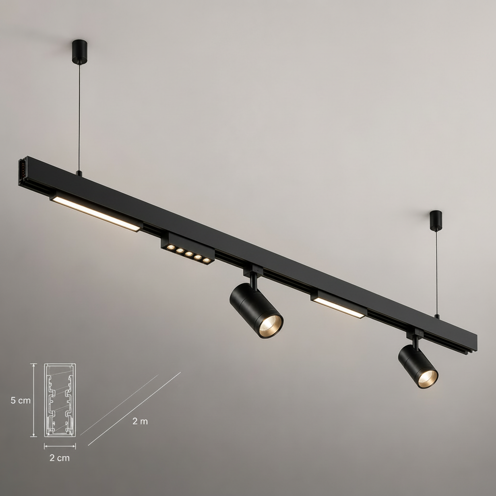 Hanging Mounted Magnetic Track Profile – Matt Black | ISH Kuwait