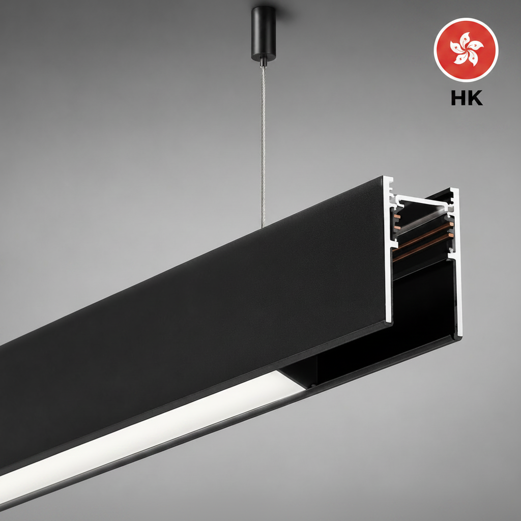 Hanging Mounted Magnetic Track Profile – Matt Black | ISH Kuwait