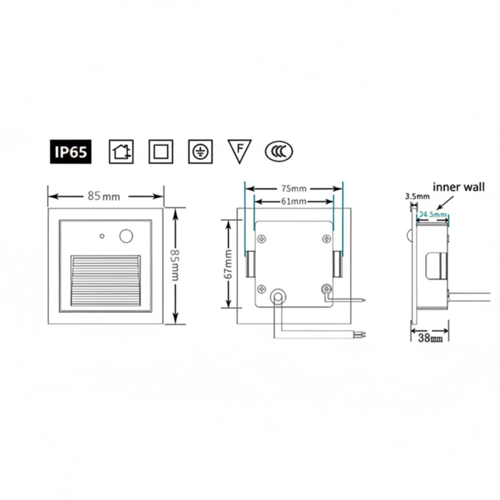 MOTION SENSOR STEPS LIGHT WALL RECESSED 3W | ISH Kuwait