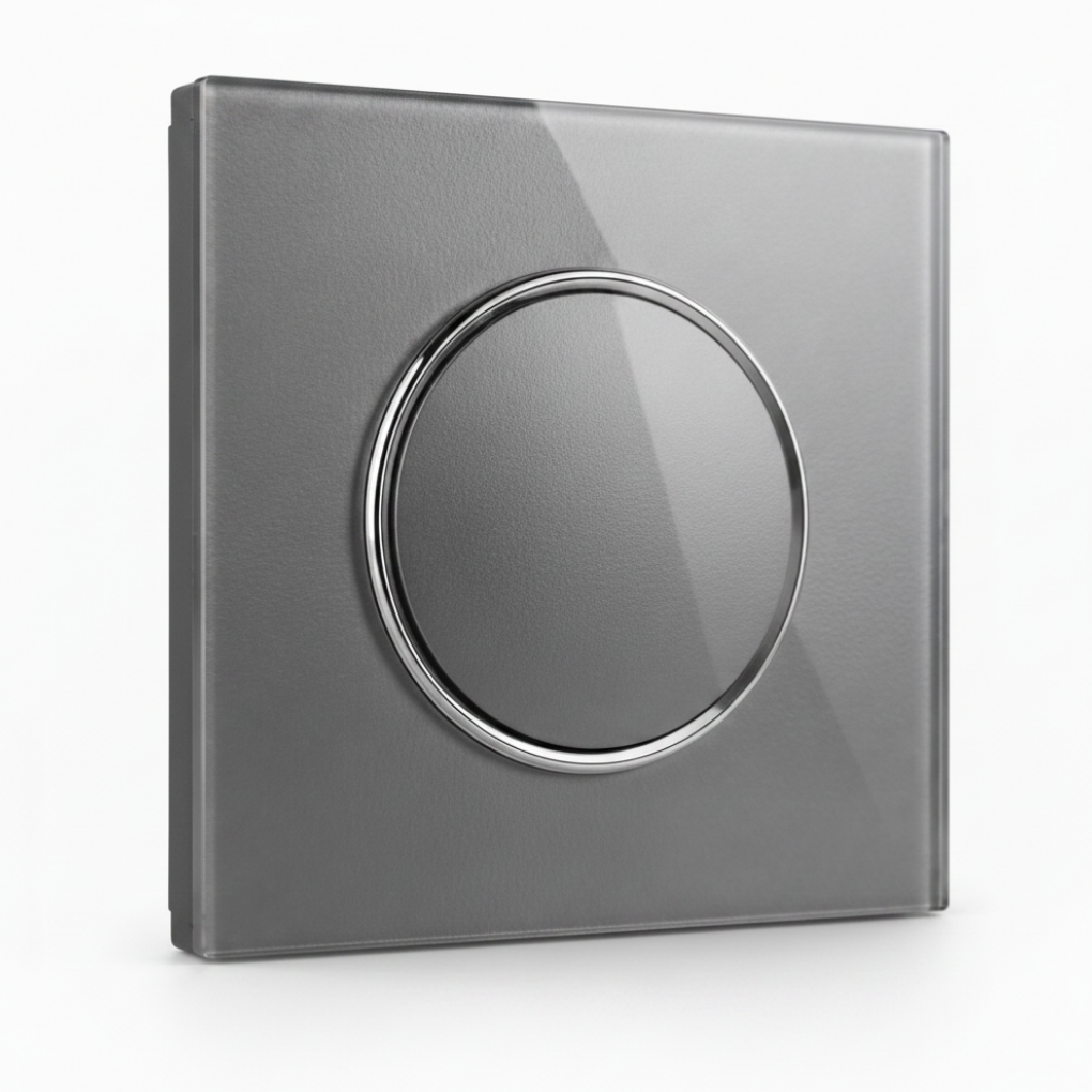 Modern Round 1 Gang Switch - Grey Glass | ISH Kuwait