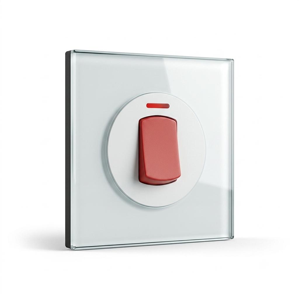 Modern Round 25A Double Pole Switch - White Glass | ISH Kuwait