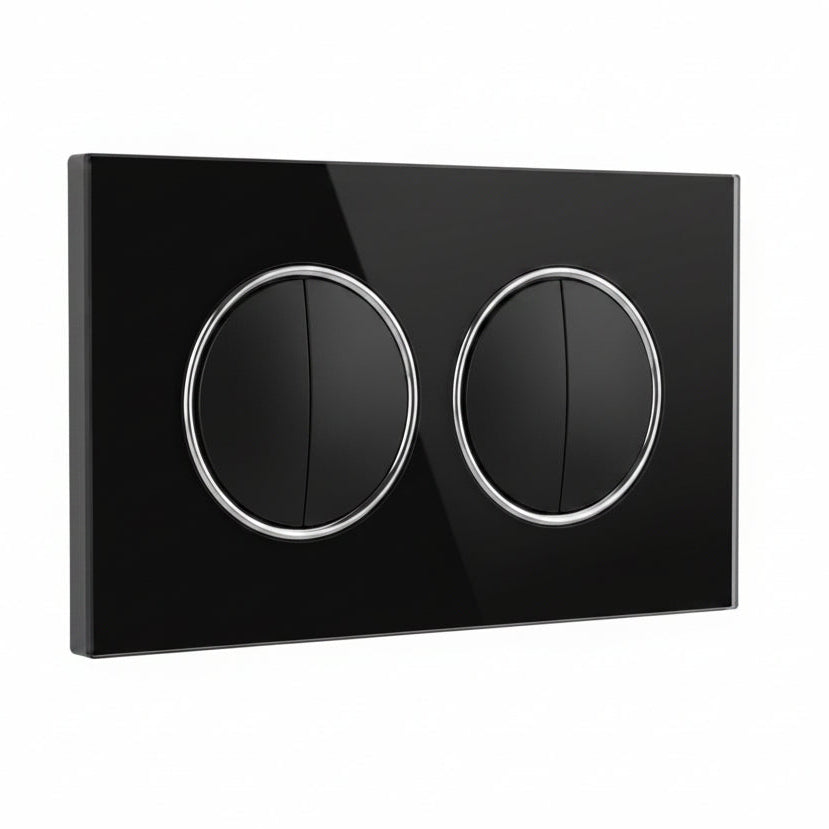 Modern Round 4 Gang Switch - Black Glass | ISH Kuwait