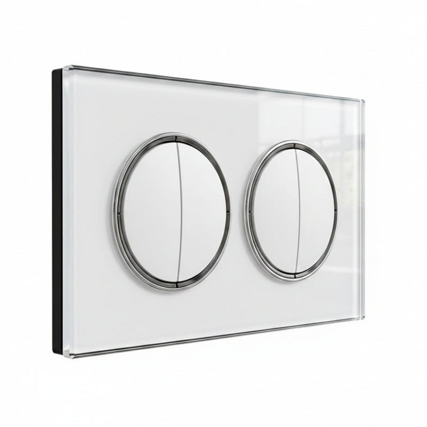 Modern Round 4 Gang Switch - White Glass | ISH Kuwait