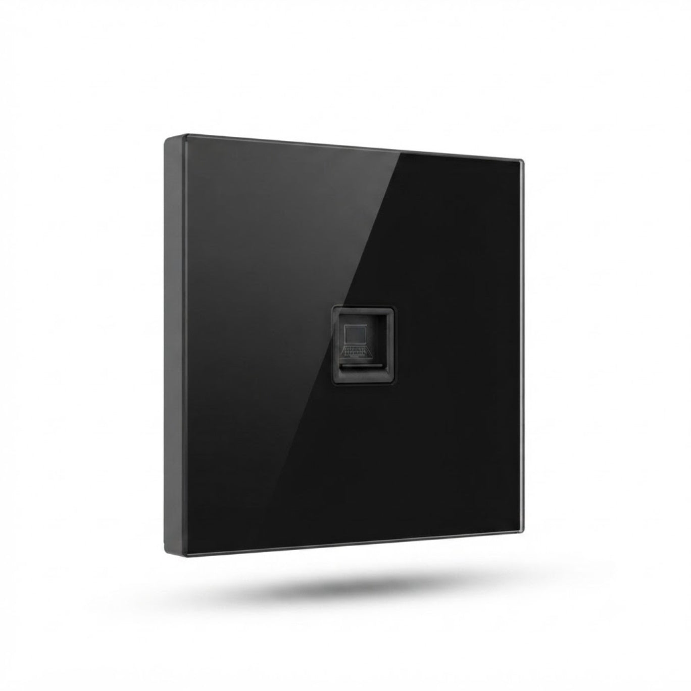 Modern Round CAT6 Data Outlet - Black Glass | ISH Kuwait