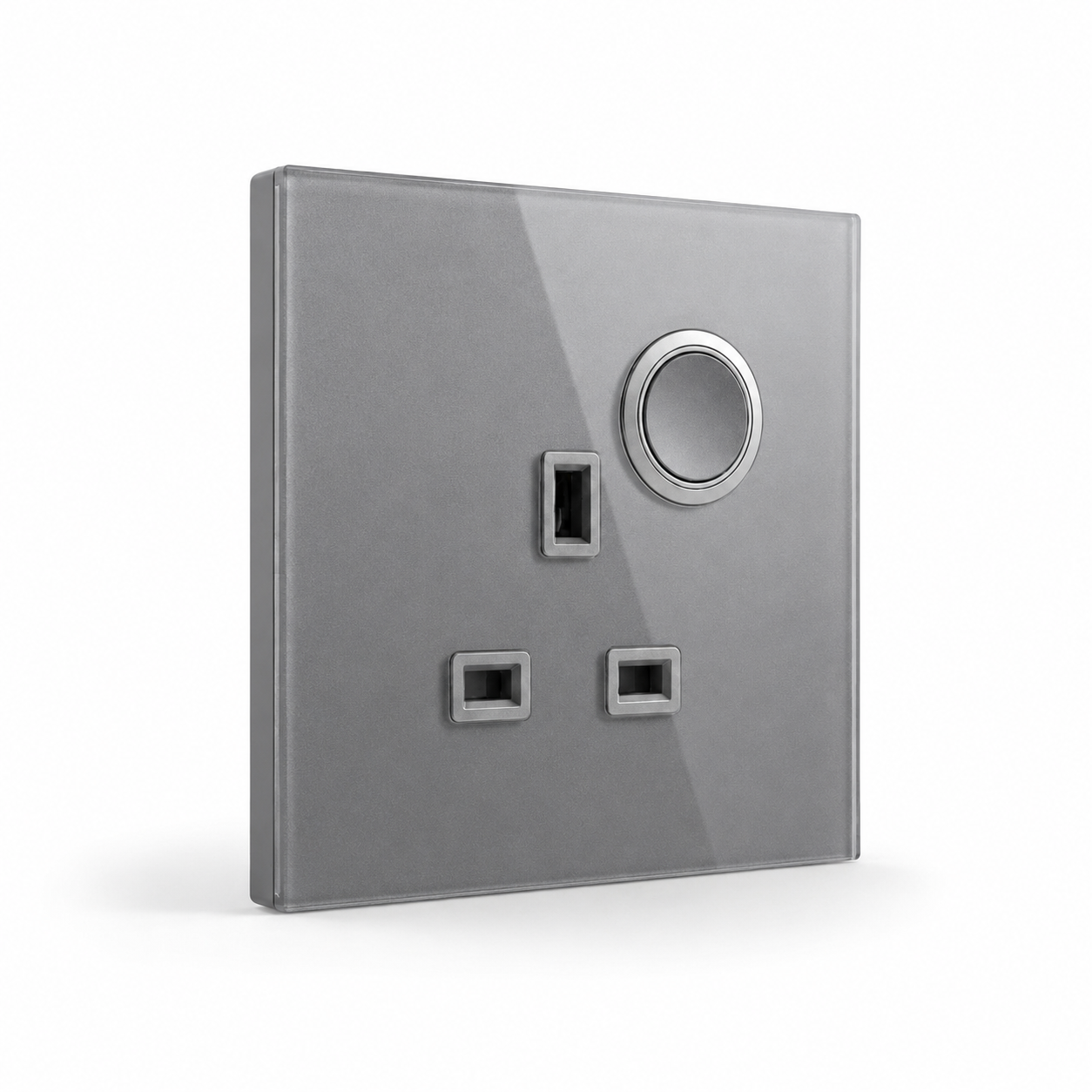 Modern Round Single Socket - Grey Glass | ISH Kuwait