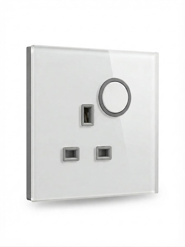 Modern Round Single Socket - White Glass | ISH Kuwait