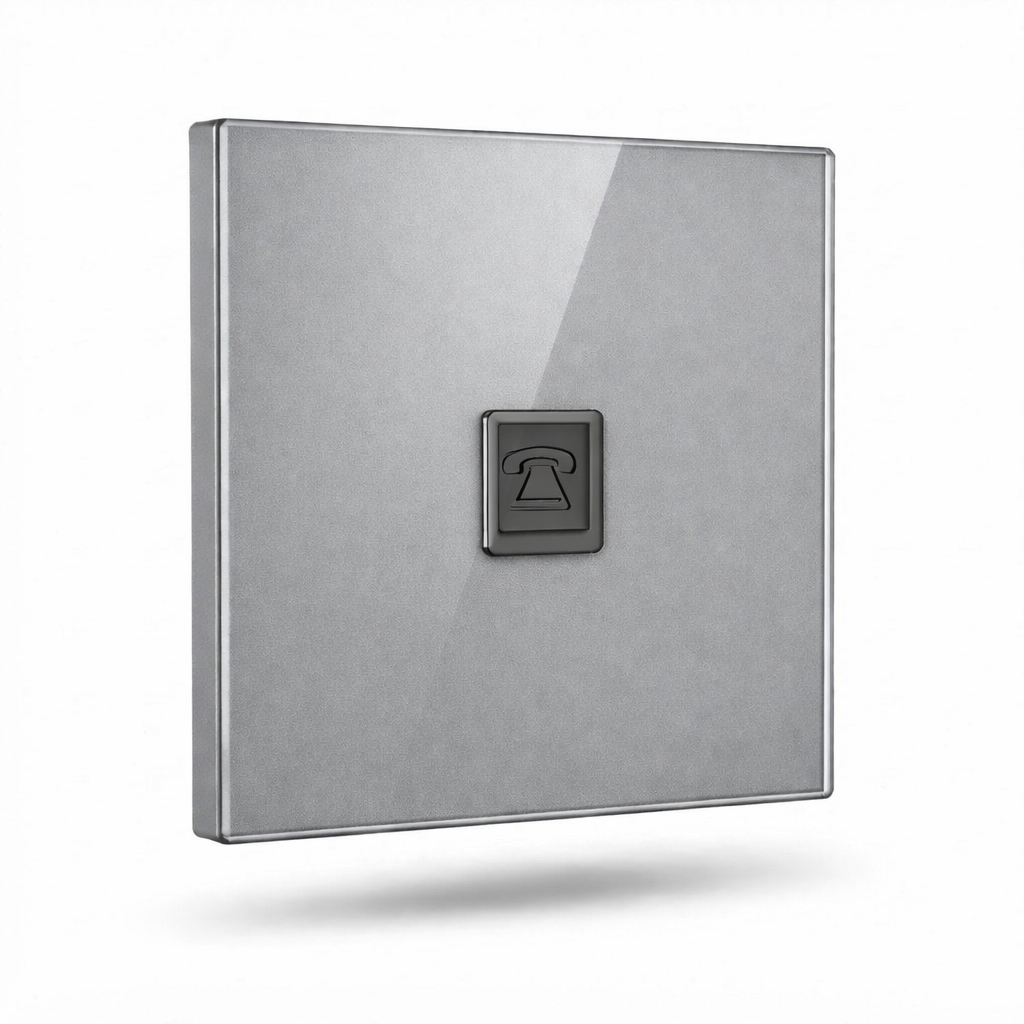 Modern Round Telephone Outlet - Grey Glass | ISH Kuwait