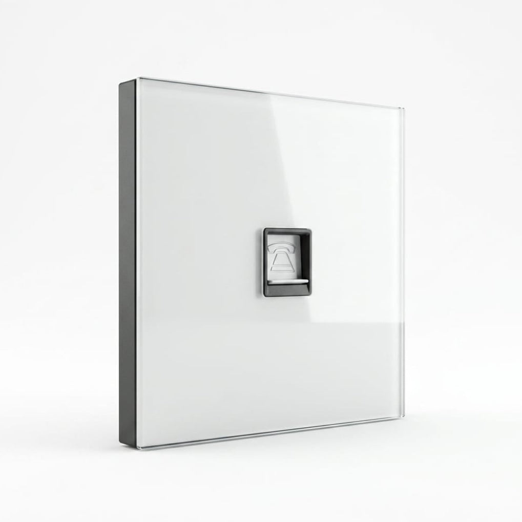 Modern Round Telephone Outlet - White Glass | ISH Kuwait