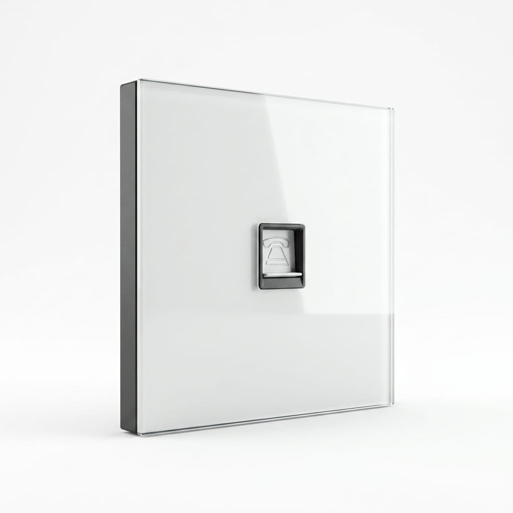 Modern Round Telephone Outlet - White Glass | ISH Kuwait