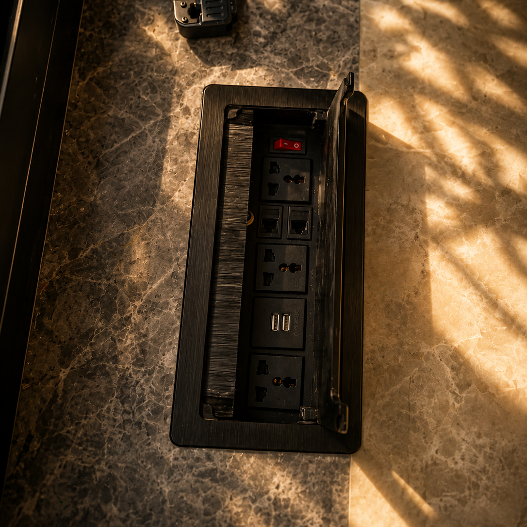 Power Hub complete with 3 sockets, USB and Internet | ISH Kuwait