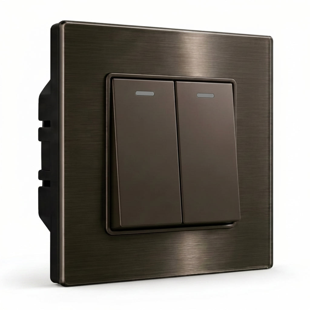 Premium 2 Gang Switch - Stainless Steel | ISH Kuwait