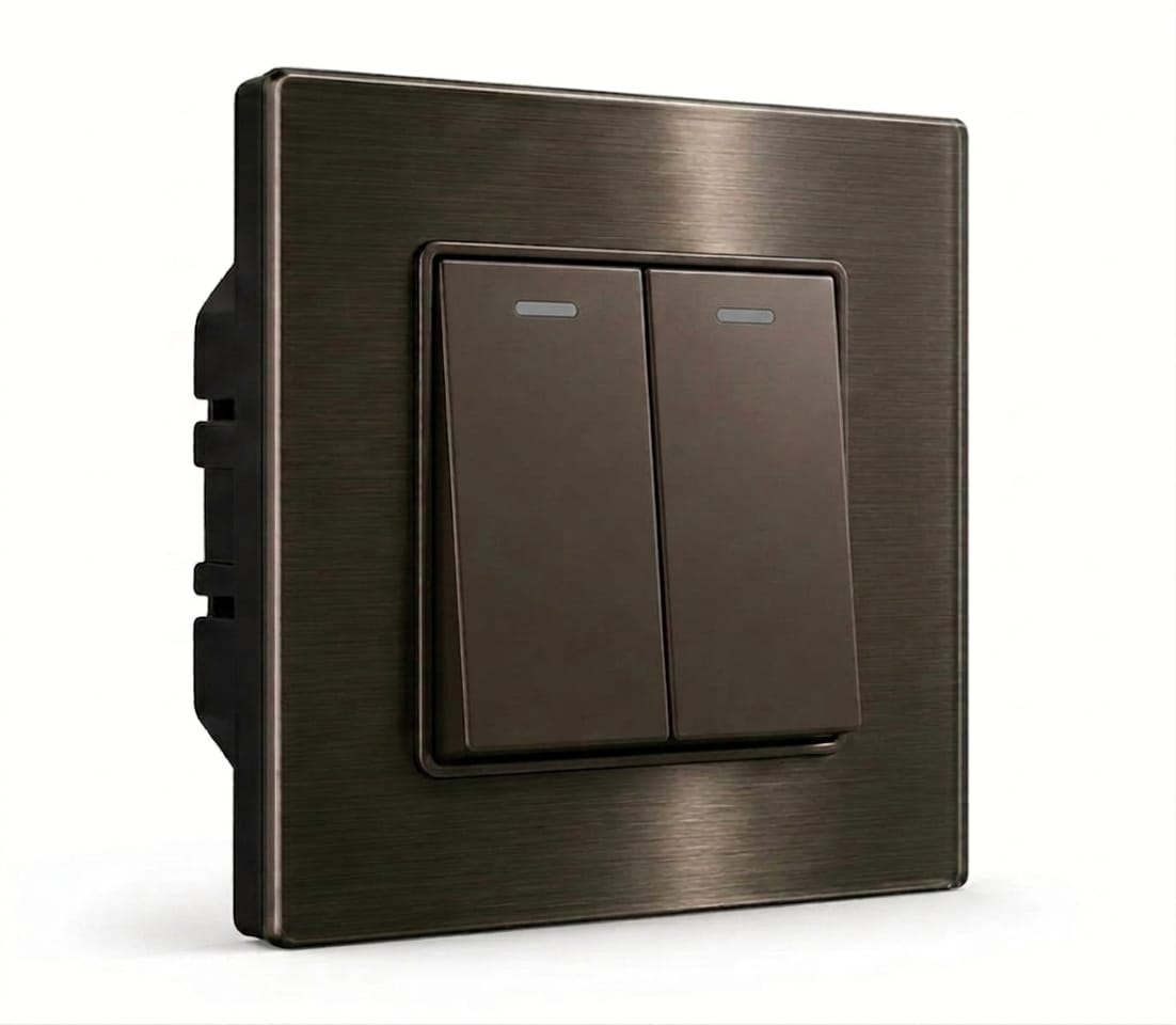 Premium 2 Gang Switch - Stainless Steel | ISH Kuwait