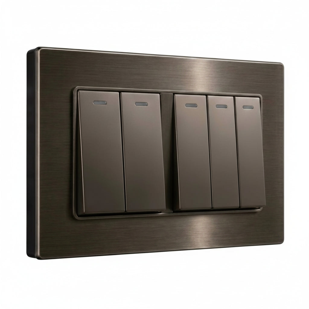 Premium 5 Gang Switch - Stainless Steel | ISH Kuwait