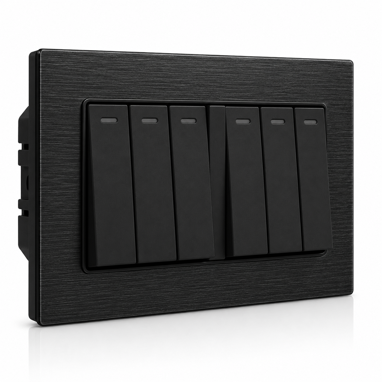 Premium 6 Gang Switch - Black Aluminum | ISH Kuwait