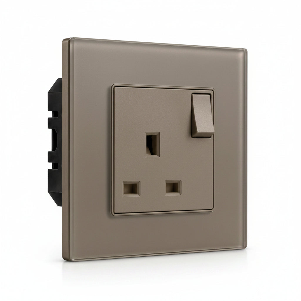 Premium Universal Socket 13A - Gray Glass | ISH Kuwait