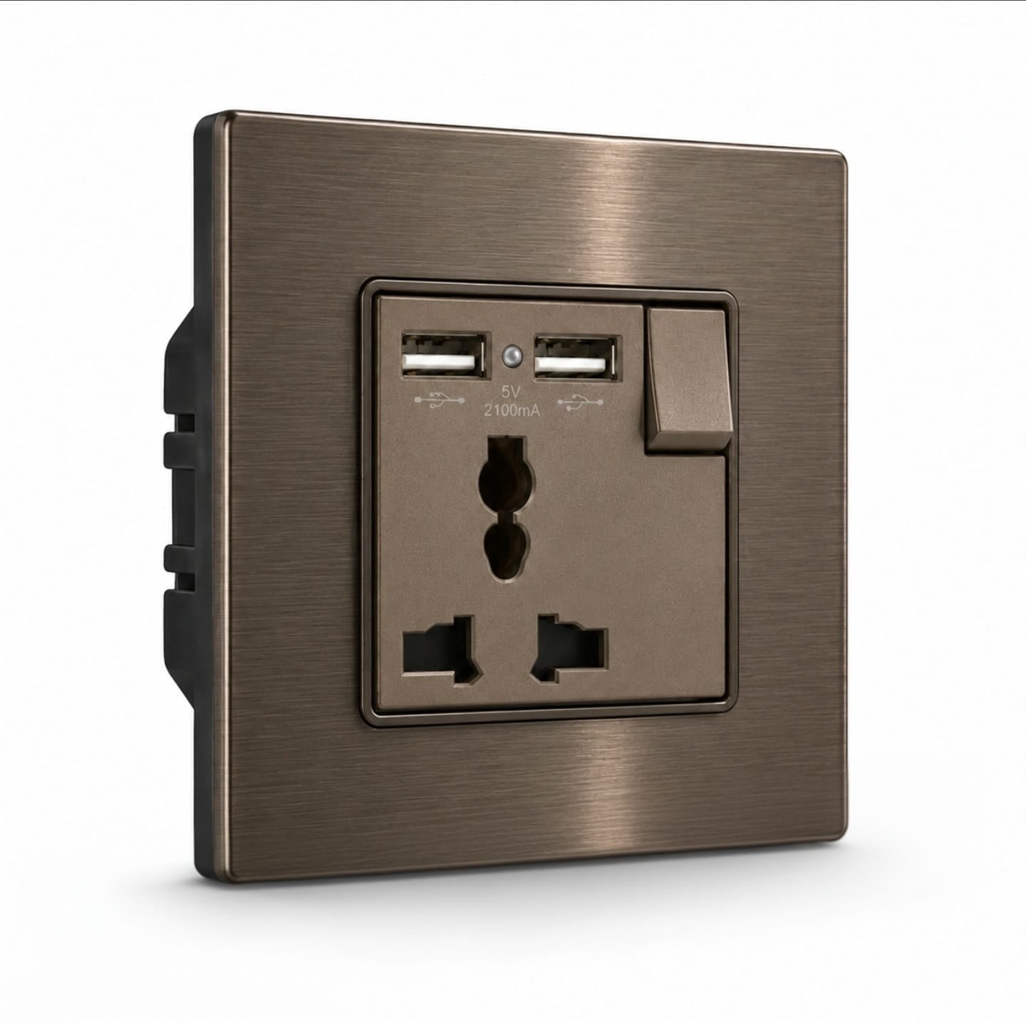 Premium Universal Socket 13A with Dual USB - Stainless Steel | ISH Kuwait