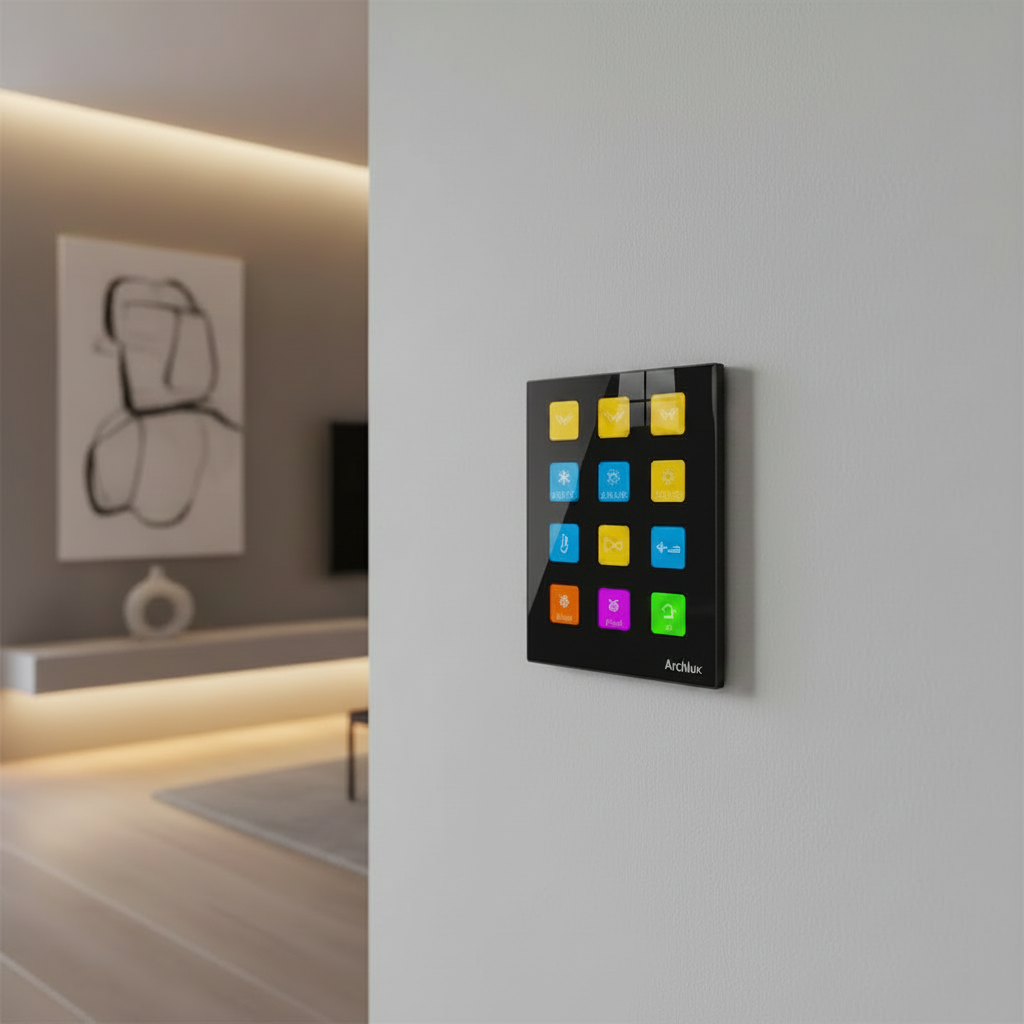 SMART BUS TOUCH SWITCH PANEL 12Buttons  Black 2 | ISH Kuwait