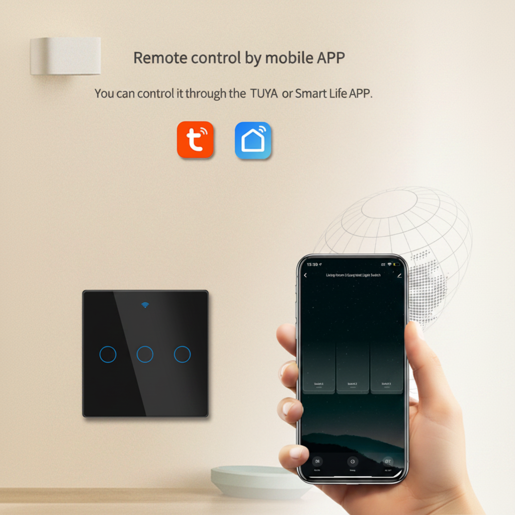 SMART GLASS WIFI TOUCH SWITCH -3 GANG  | ISH Kuwait