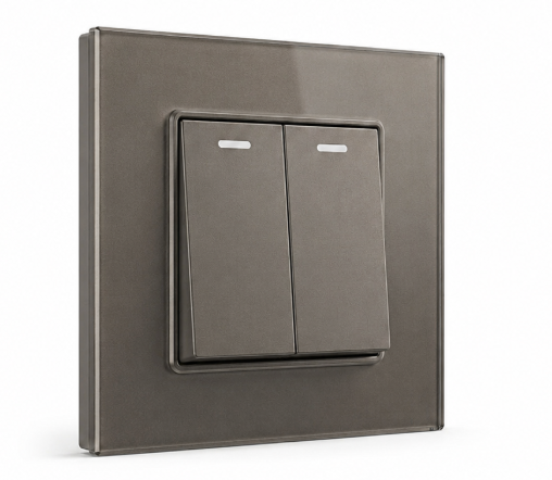 Premium 2 Gang Switch - Grey Glass