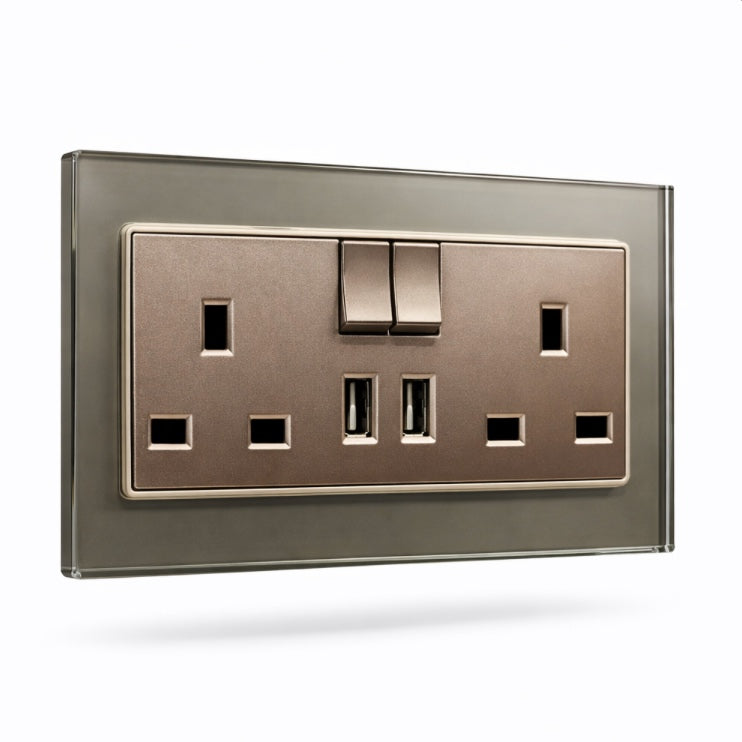 Premium Double Socket with USB - Champagne Glass