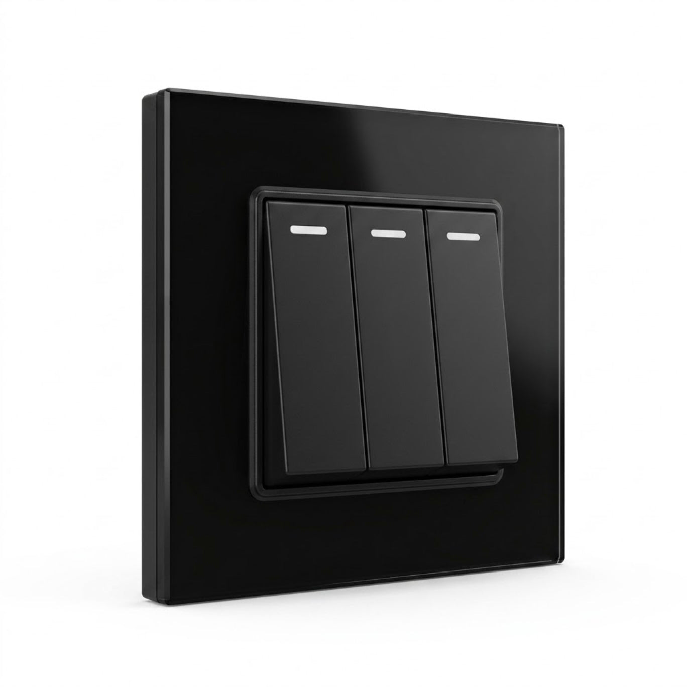 Premium 3 Gang Switch - Black Glass