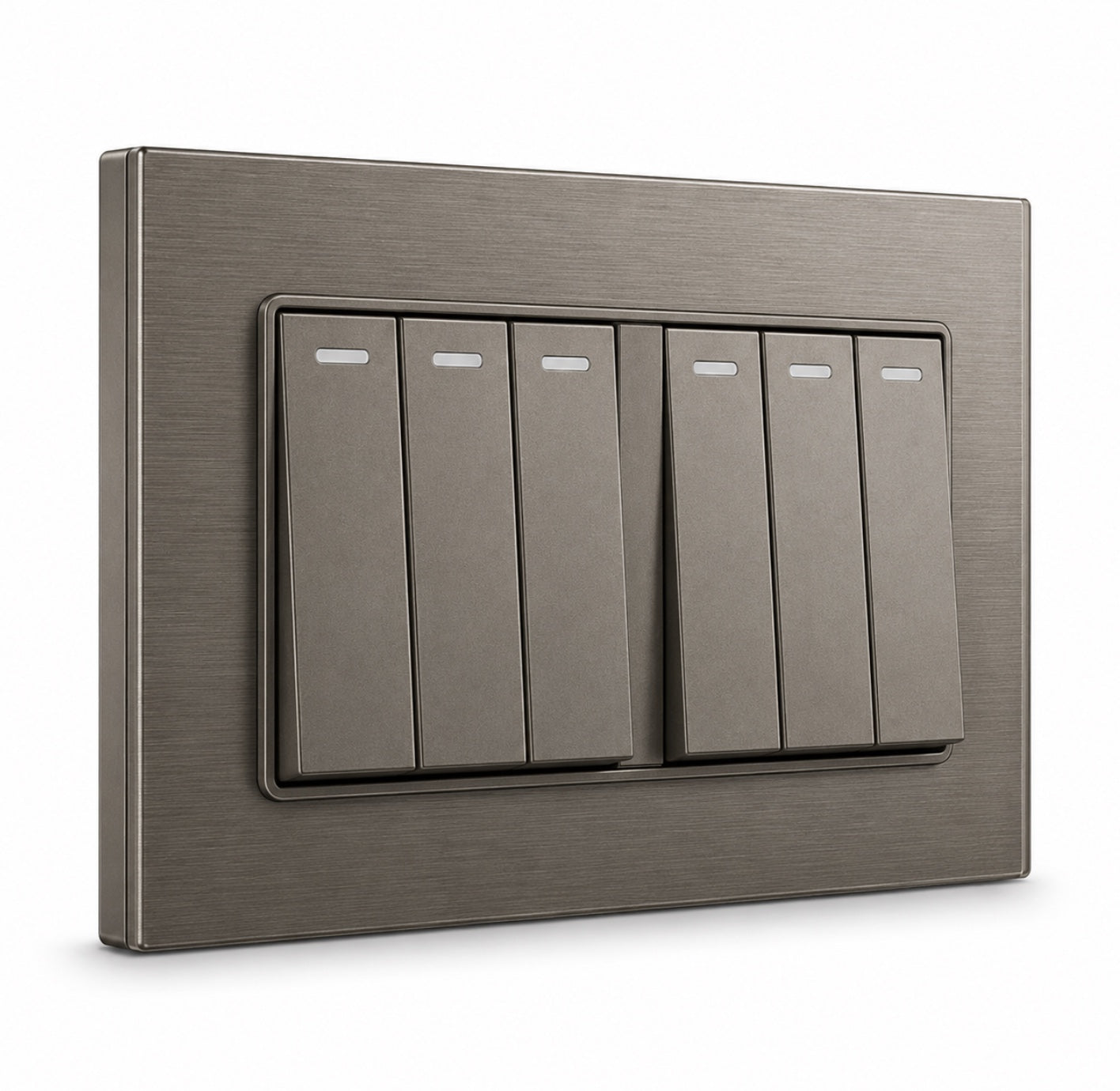 Premium 6 Gang Switch - Titanium Aluminium