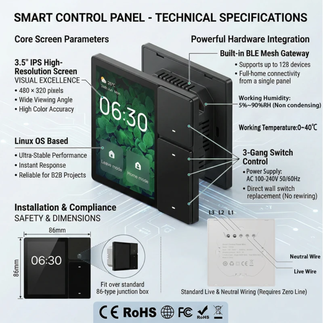 ZIGBEE CENTRAL CONTROL PANEL Black | ISH Kuwait