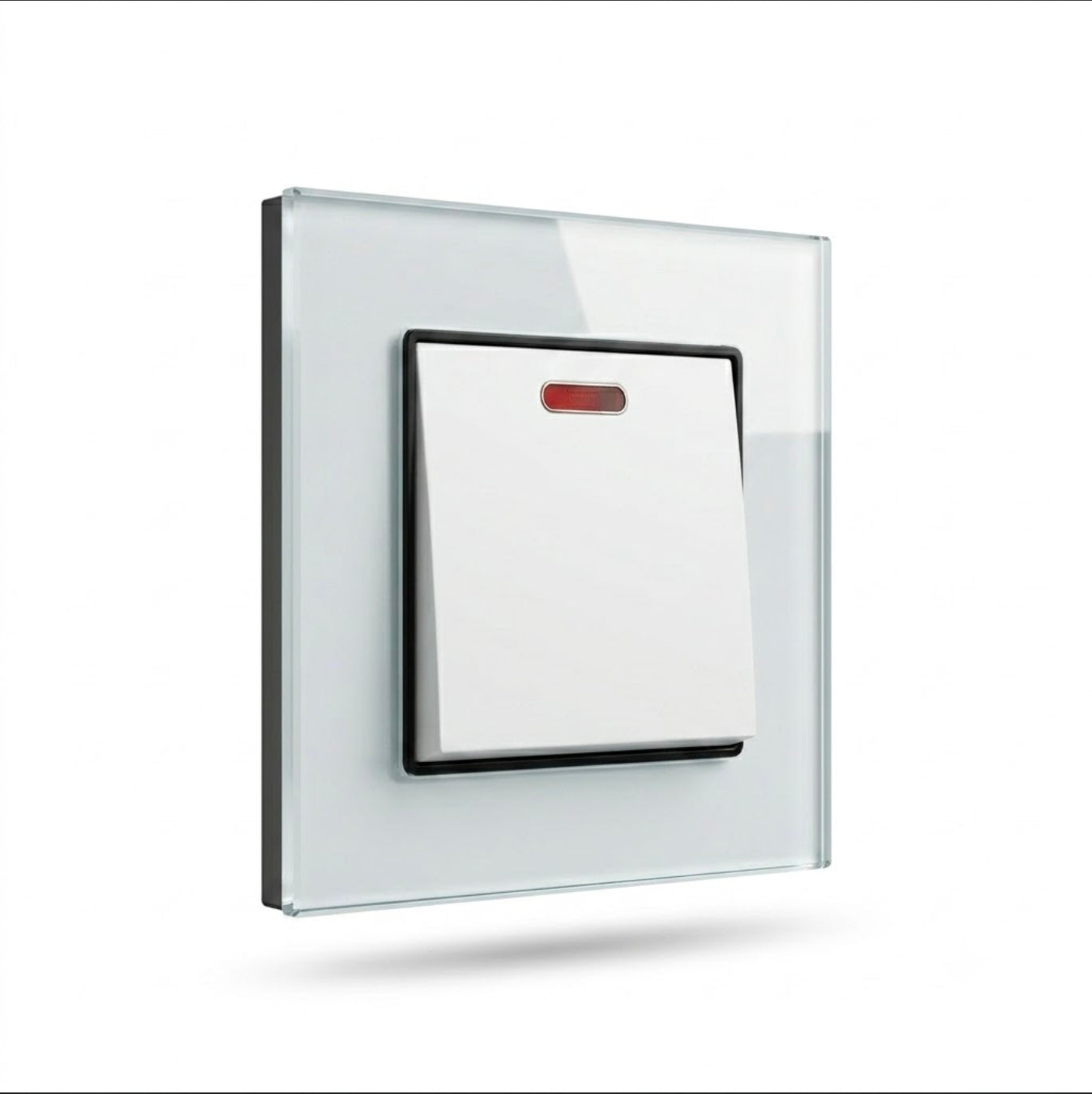 Premium Double Pole 20A Switch - Glass White