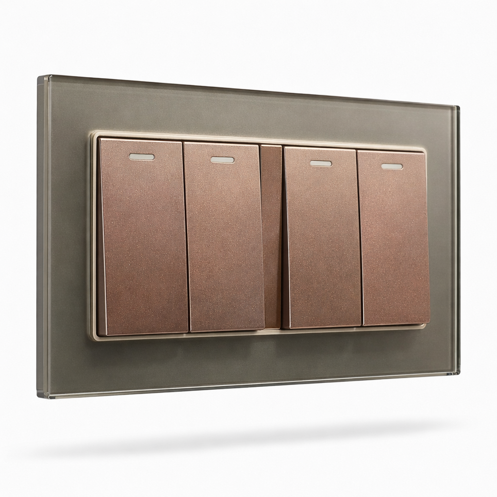 Premium 4 Gang Switch - Champagne Glass
