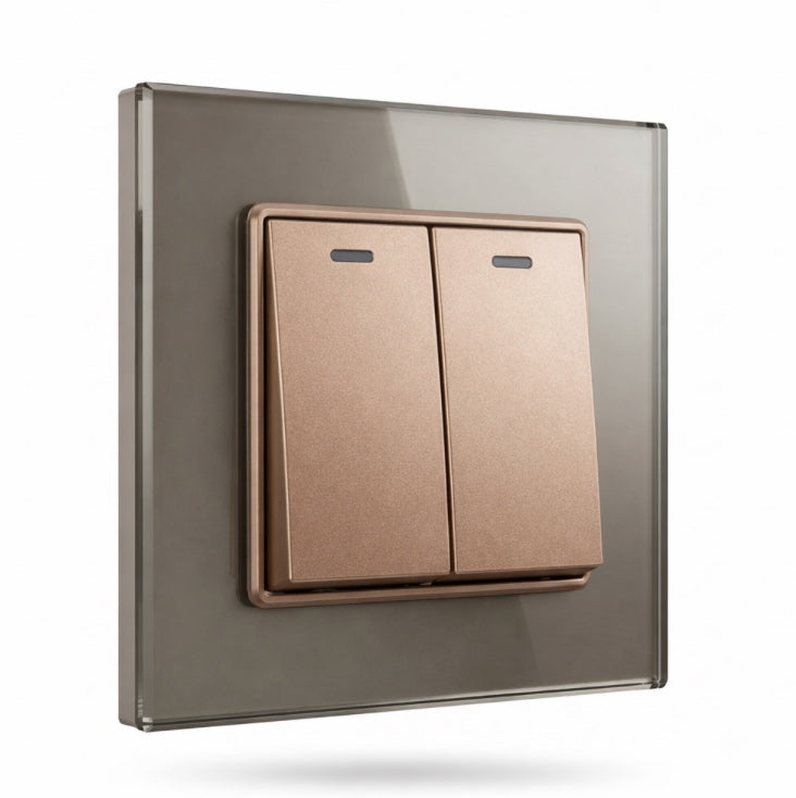 Premium 2 Gang Switch -  Champagne Glass