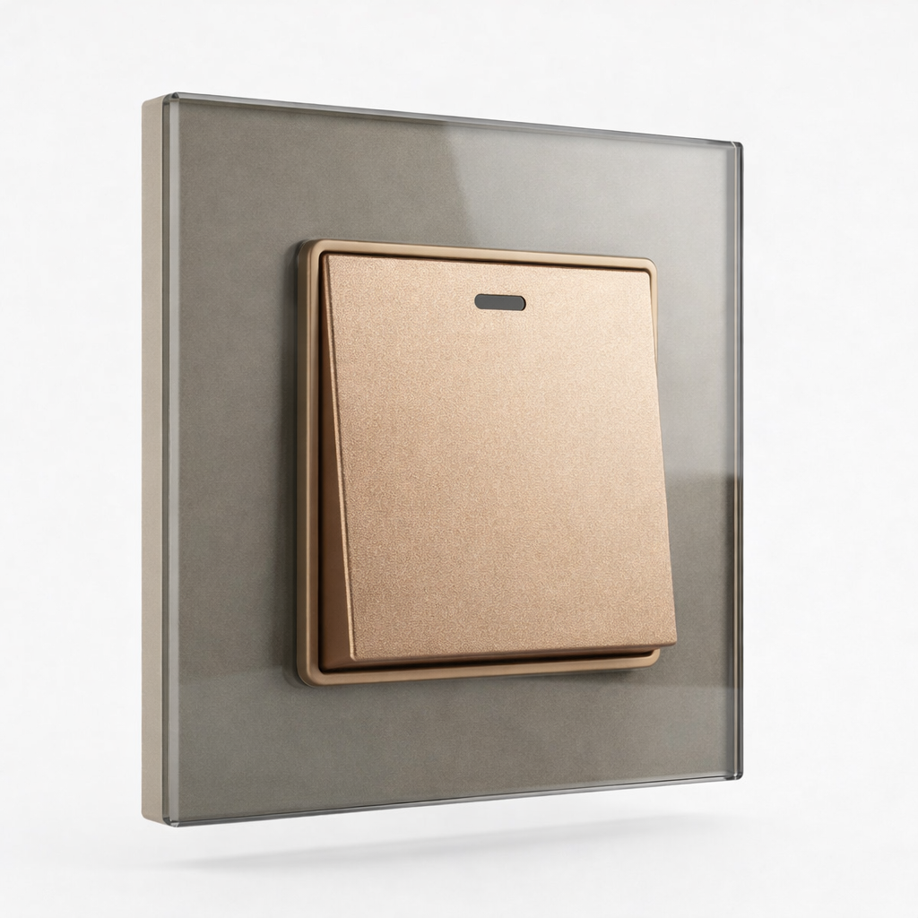 Premium 1 Gang Switch - Champagne Glass